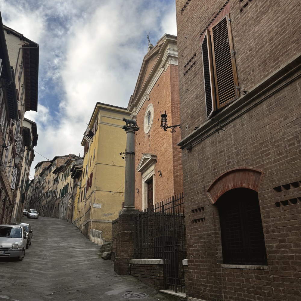A village street and church
